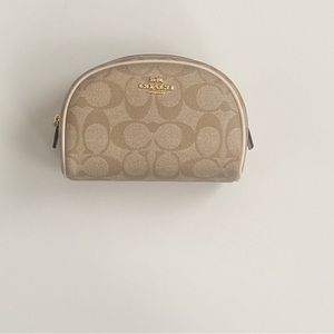 Coach Beige Signature Canvas Dome Cosmetic Case